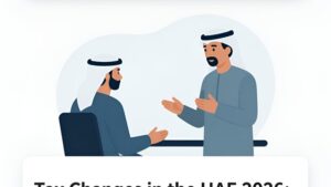 Современная иллюстрация к статье о налоговых изменениях в ОАЭ 2026 года для бизнес-блога